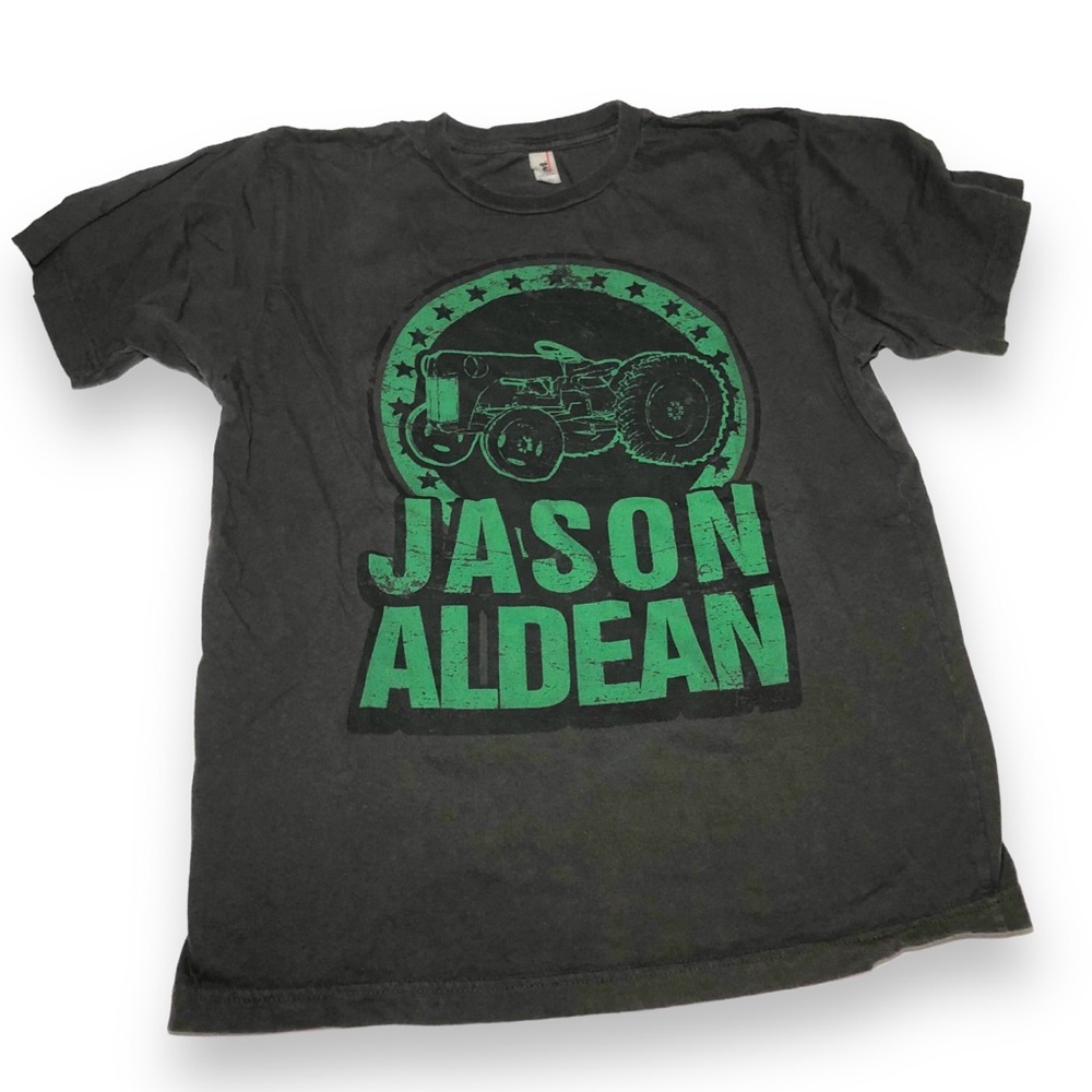 Jason Aldean Big Green Tractor Tee Shirt - Men’s Medium - dark Grey / Green